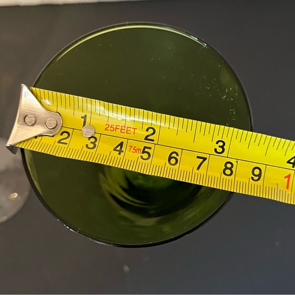 Stunning Vintage Jewel Toned Wine Glasses w/Clear Ball Stem Set of 2-Green/Amber - Picture 8 of 8